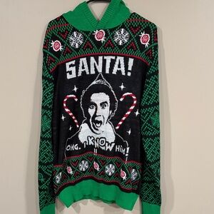 ELF Festive Green and Black Crewneck Sweater